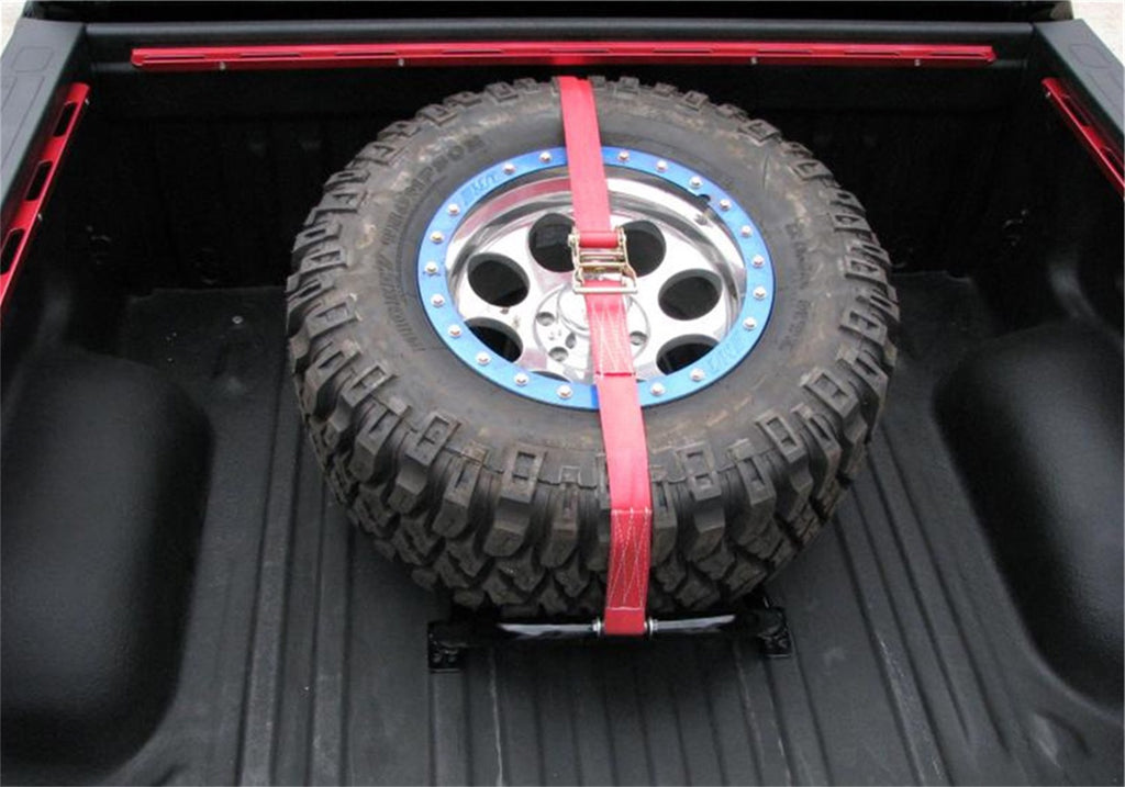 N-Fab BM1TSRD Gloss Black Bed Mounted Rapid Strap Tire Carrier w/Red Strap