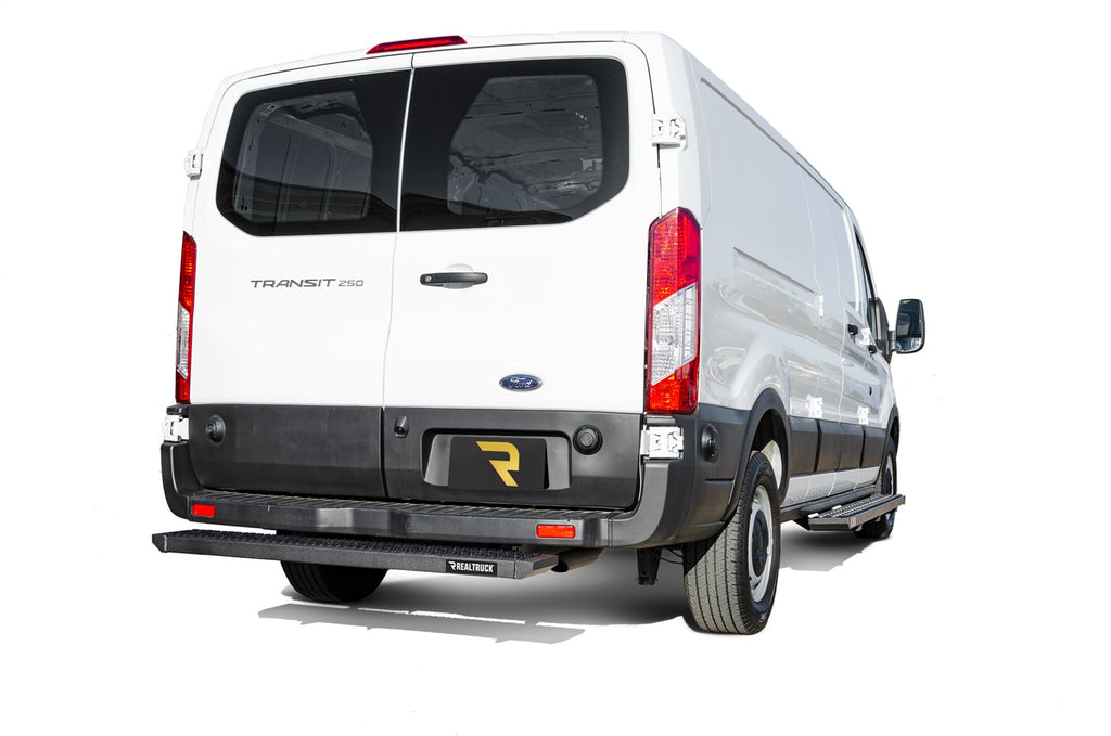 N-Fab GFF19VR-TX Growler-Rear Door Step-19-24 Transit Van-TX Blk for Select Ford Transit-150, Ford Transit-250, Ford Transit-350, Ford Transit-350 HD