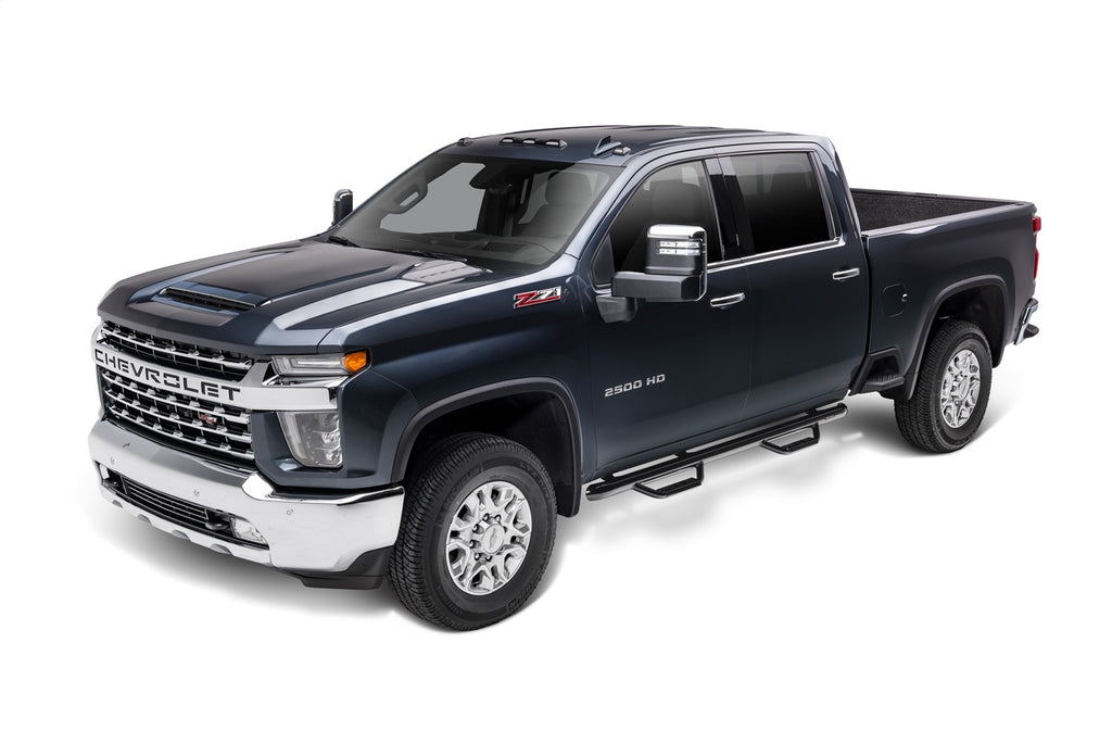 N-Fab C1980CC Nerf Step-Cab Len(2Stps)-19(NewBody)-24 Silv/Sierra 1500/20-24HD Crew-GlossBlk for Select Chevrolet Silverado 1500, Chevrolet Silverado LTD, Chevrolet Silverado HD, Chevrolet Silverado HD, GMC Sierra 1500, GMC Sierra Limited, GMC Sierra HD,