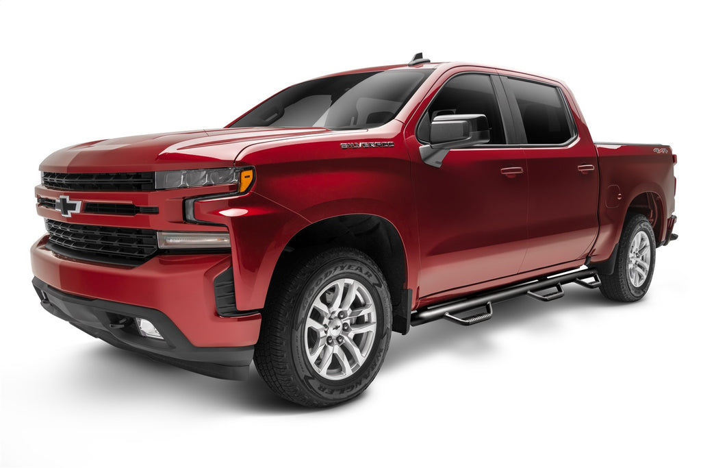 N-Fab C1996CC-6-TX Nerf Step-W2W w/Bed Acs (3 Stps)-19 (New Body)-24 Silv/Sierra 5ft.9in.Crew-TXBlk for Select Chevrolet Silverado 1500, Chevrolet Silverado LTD, GMC Sierra 1500, GMC Sierra Limited