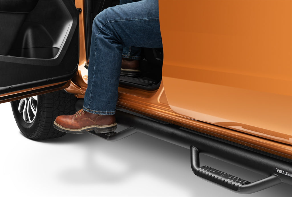 N-Fab F1981CC-TX Nerf Step-Cab Len (2 Stps)-19-24 Ranger SuperCrew-TX Blk for Select Ford Ranger