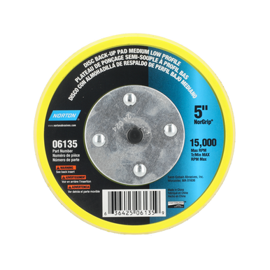 Norton 06135 5" x 5/16" - 24" Non-Vacuum Low Profile H&L Back-up Pad for DA/RO Sanders