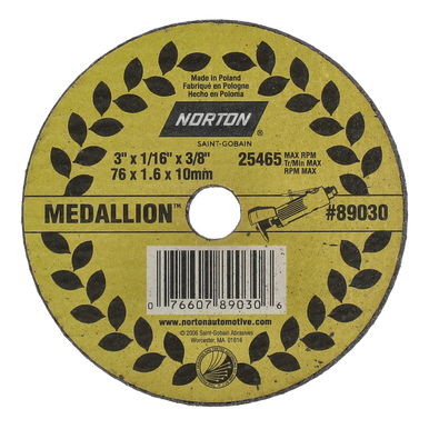Norton 89030 3 x 1/16 x 3/8" Medallion Cut-Off Wheel SGZ 46 T T01/41