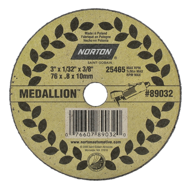 Norton 89032 3 x 1/32 x 3/8" Medallion Cut-Off Wheel SGZ 50 T T01/41