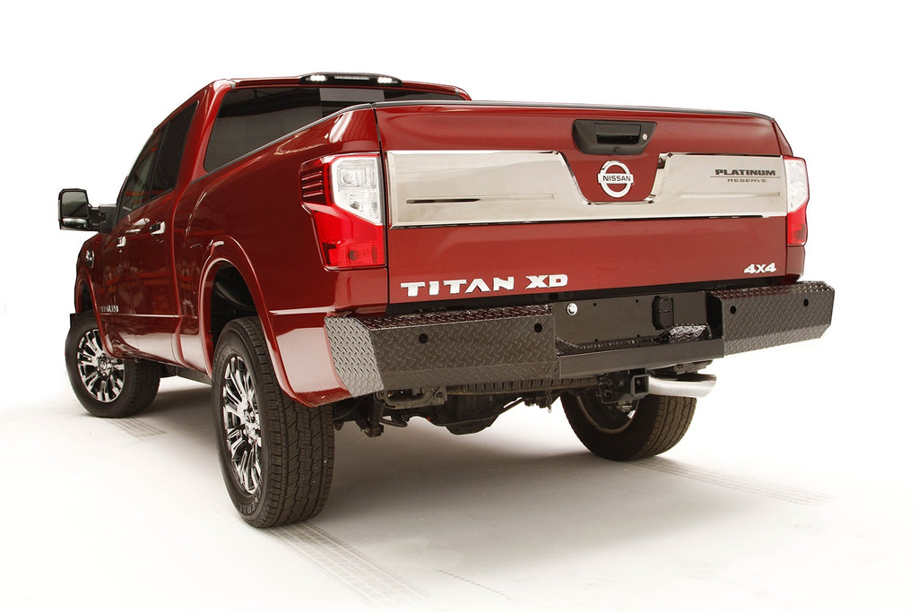 Fab Fours NT16-T3750-1 Black Steel Ranch Rear Bumper for Select Nissan TITAN, Nissan TITAN XD