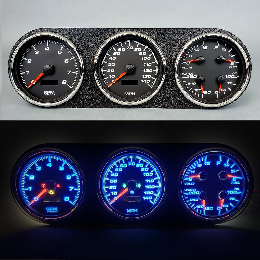 NEW VINTAGE USA 81021-01 Gauge Kit Dodge Truck 81-93 Perf II Blk