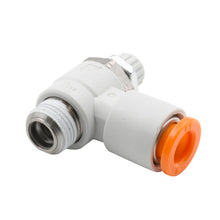 Load image into Gallery viewer, Dedenbear NVRAMO NEEDLE VALVE, RIGHT ANGLE, 1/4" OD QUICK DISCONNECT TO 1/8"NPT (METER OUT)