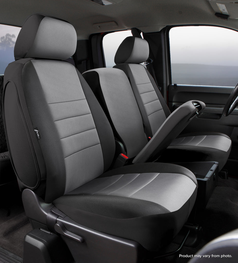 FIA NP99-58 GRAY NP90 Series - Neoprene Custom Fit Front Seat Cover- Black/Gray Center Panel for Select Ram 2500, Ram 3500, Ram 4500, Ram