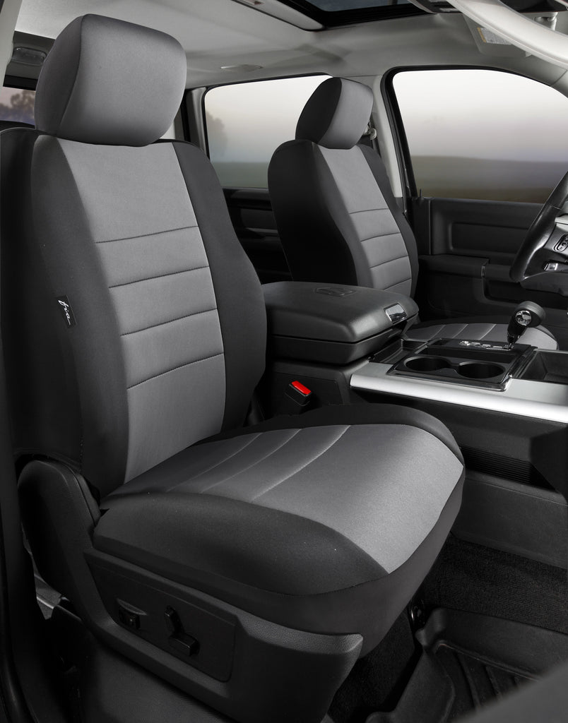 FIA NP99-46 GRAY NP90 Series - Neoprene Custom Fit Front Seat Cover- Black/Gray Center Panel for Select Ram 2500, Ram 3500, Ram 4500, Ram