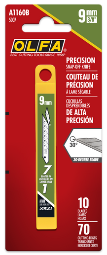 OLFA A1160B 9mm Graphic/Art 30° Precision Snap Blade, Pack of 10
