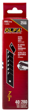 Load image into Gallery viewer, OLFA HBB/CP40 25mm Ultra-Sharp Black Extra Heavy-Duty Snap Blade, Pack of 40