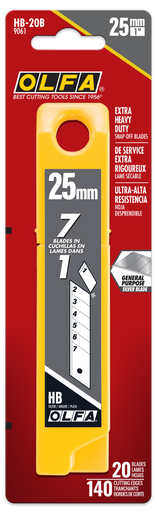 OLFA HB-20B 25mm Silver Extra Heavy-Duty Snap Blade, Pack of 20