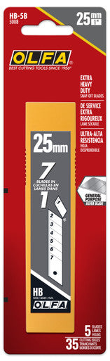 OLFA HB-5B 25mm Silver Extra Heavy-Duty Snap Blade, Pack of 5