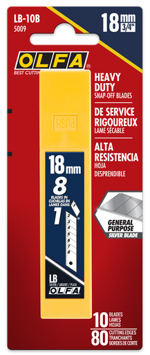 OLFA LB-10B 18mm Silver Heavy-Duty Snap Blade, Pack of 10