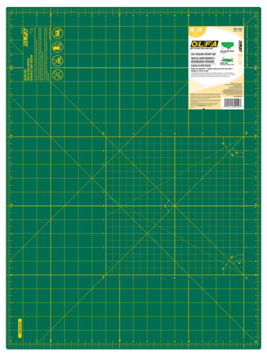 OLFA RM-SG Double-Sided Self-Healing Rotary Cutting Mat, Green 18-Inch x 24-Inch