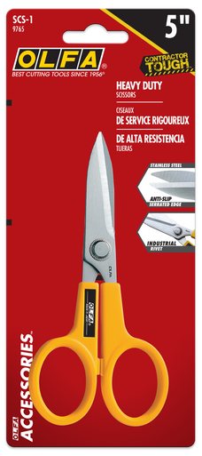 OLFA SCS-1 Stainless-Steel Serrated-Edge Scissors, 5-Inch