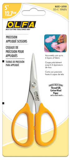 OLFA SCS-4 Stainless-Steel Precision Appliqué Scissors, 5-Inch