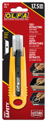 OLFA SK-4 Semi-Automatic Self-Retracting Safety Knife with SKB Dual-Edge Safety Blade