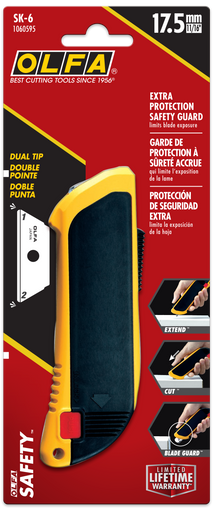 OLFA SK-6 Fully Automatic Safety Knife with Blade Guard and RSKB Rounded-Tip Dual-Edge Safety Blade