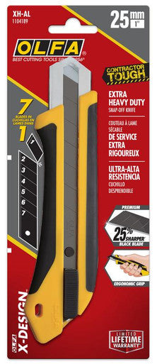 OLFA XH-AL 25mm X-Design Fiberglass-Reinforced Auto-Lock Extra Heavy-Duty Utility Knife with HBB Ultra-Sharp Black Blade
