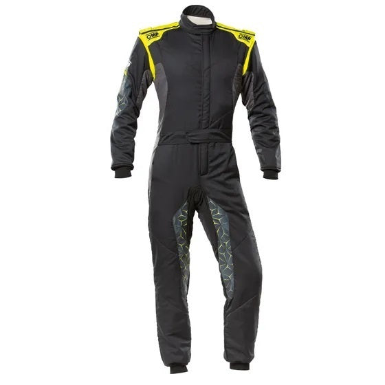 OMP RACING, INC. IA0-1864-A01-178-58 TECNICA HYBRID OVERALL F IA 8856-2018 BLACK / FLU