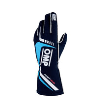 Load image into Gallery viewer, OMP RACING, INC. IB0-0767-A01-244-S FIRST EVO GLOVES BLU NAV Y/CIANO TG S FIA 8856-20