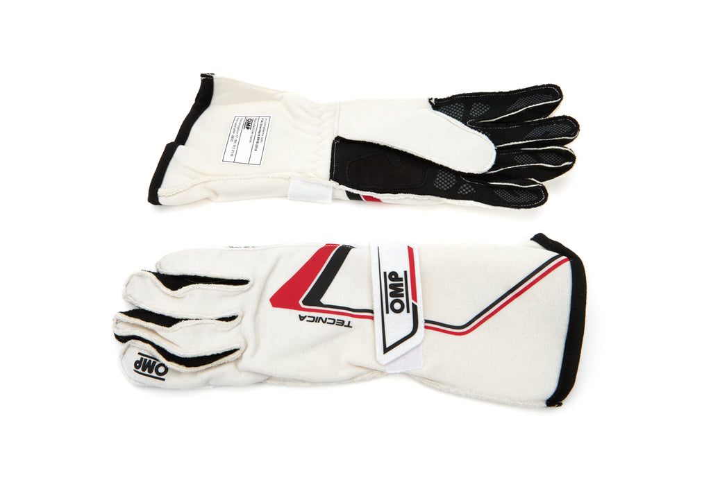 OMP RACING, INC. IB0-0772-A01-020-M Tecnica Gloves White Medium