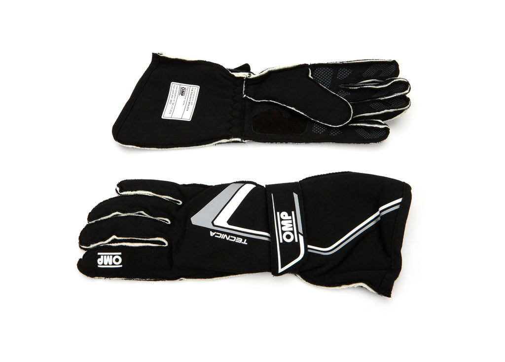 OMP RACING, INC. IB0-0772-A01-071-XL Tecnica Gloves Black And White X Large