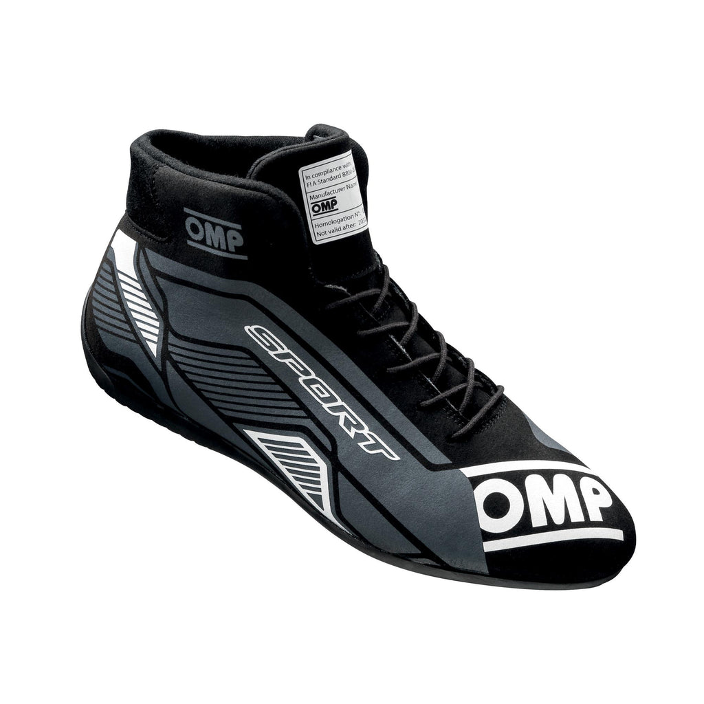 OMP RACING, INC. IC0-0829-A01-076-45 OMP SPORT SHOES FIA 8856 -2018 BLACK / WHITE SZ.