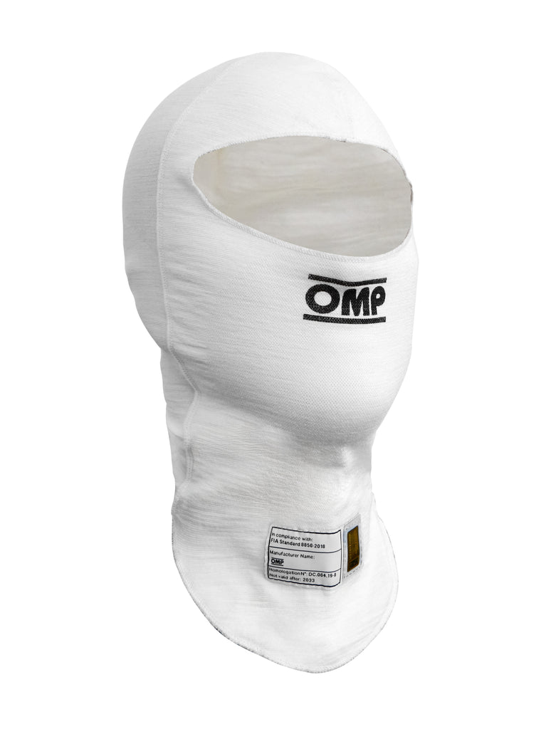 OMP RACING, INC. IE0-0794-A01-020-S Tecnica EVO Balaclava FIA8856  White Size SM