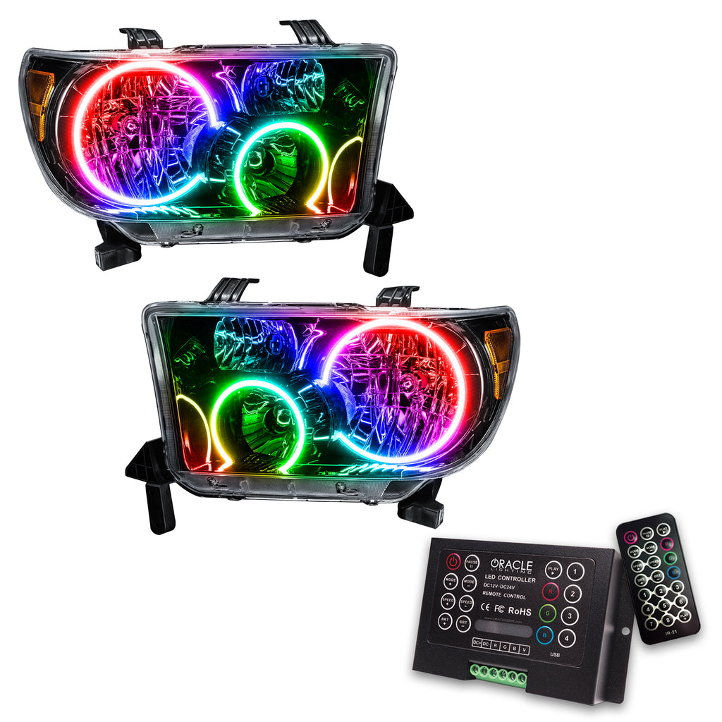 Oracle-07-11-Toyota-Tundra-Pre-Assembled-Headlights---Black-Housing---Colorshift-W-2.0-Controller