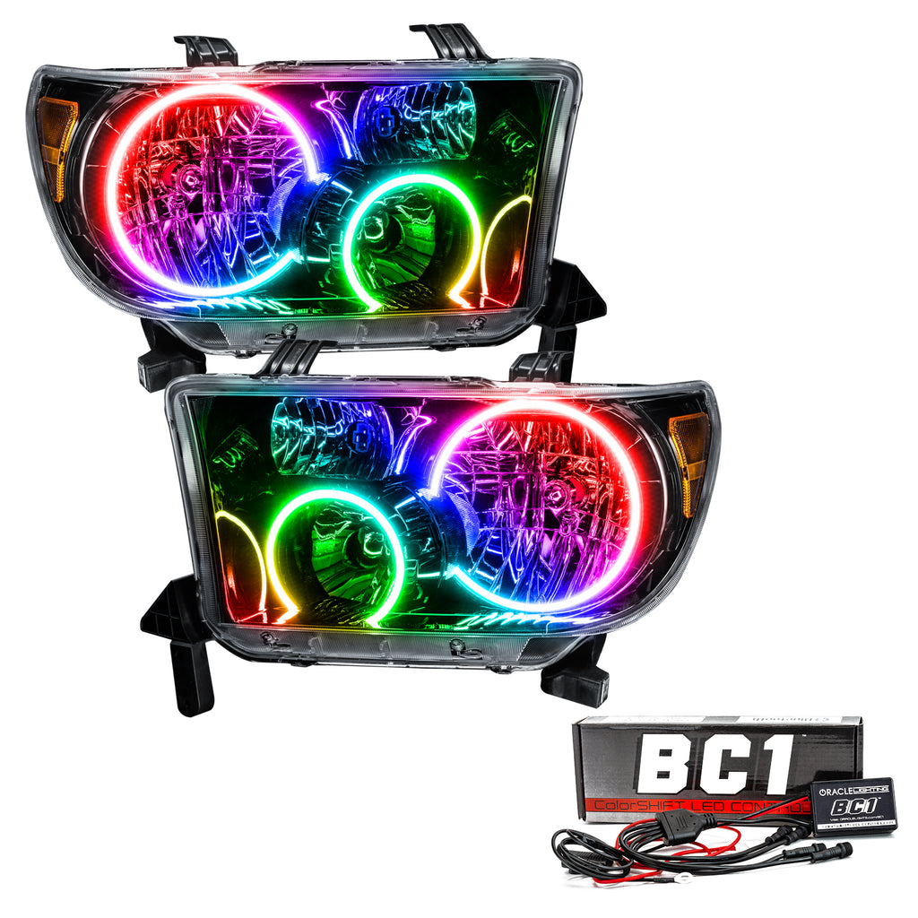Oracle-07-11-Toyota-Tundra-Pre-Assembled-Headlights---Black-Housing---Colorshift-W-Bc1-Controller