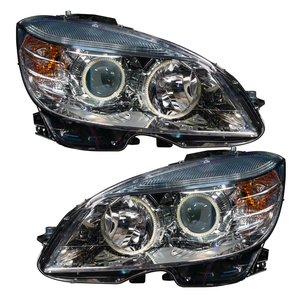 Oracle-08-11-Mercedes-Benz-C-Class-Pre-Assem.-Headlights-Chrome-Housing--Colorshift-W2.0-Controller
