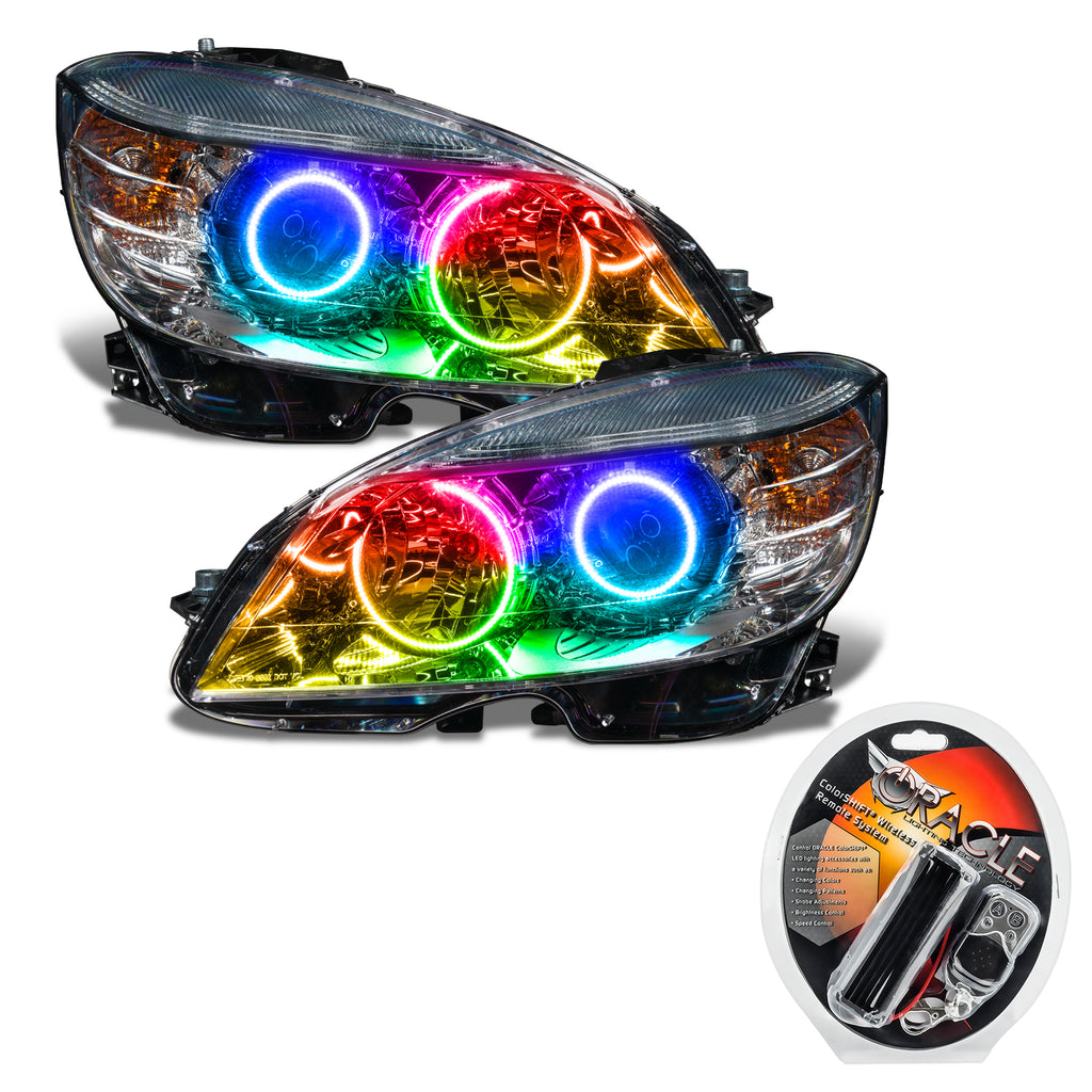 Oracle-08-11-Mercedes-Benz-C-Class-Pre-Assembled-Headlights---Chrome-Housing---Colorshift