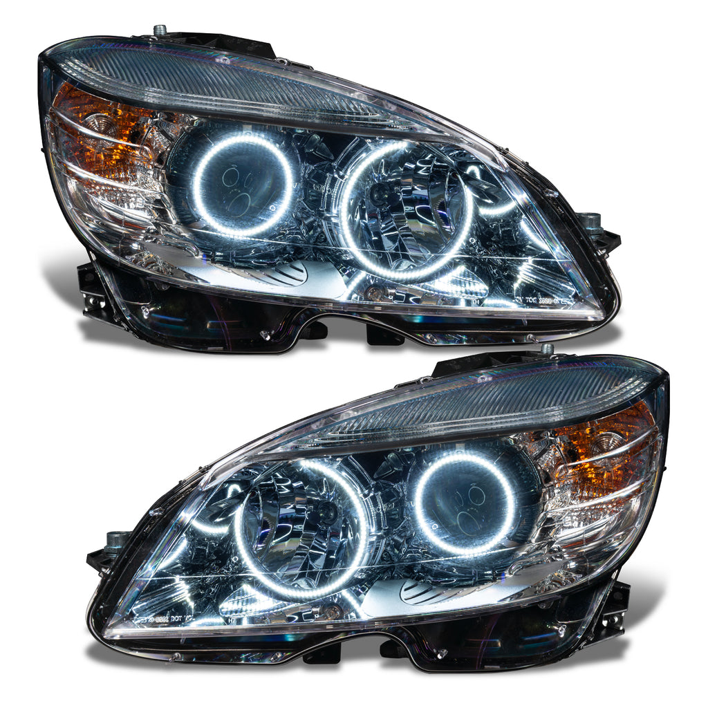 Oracle-08-11-Mercedes-Benz-C-Class-Pre-Assembled-Headlights---Chrome-Housing---White