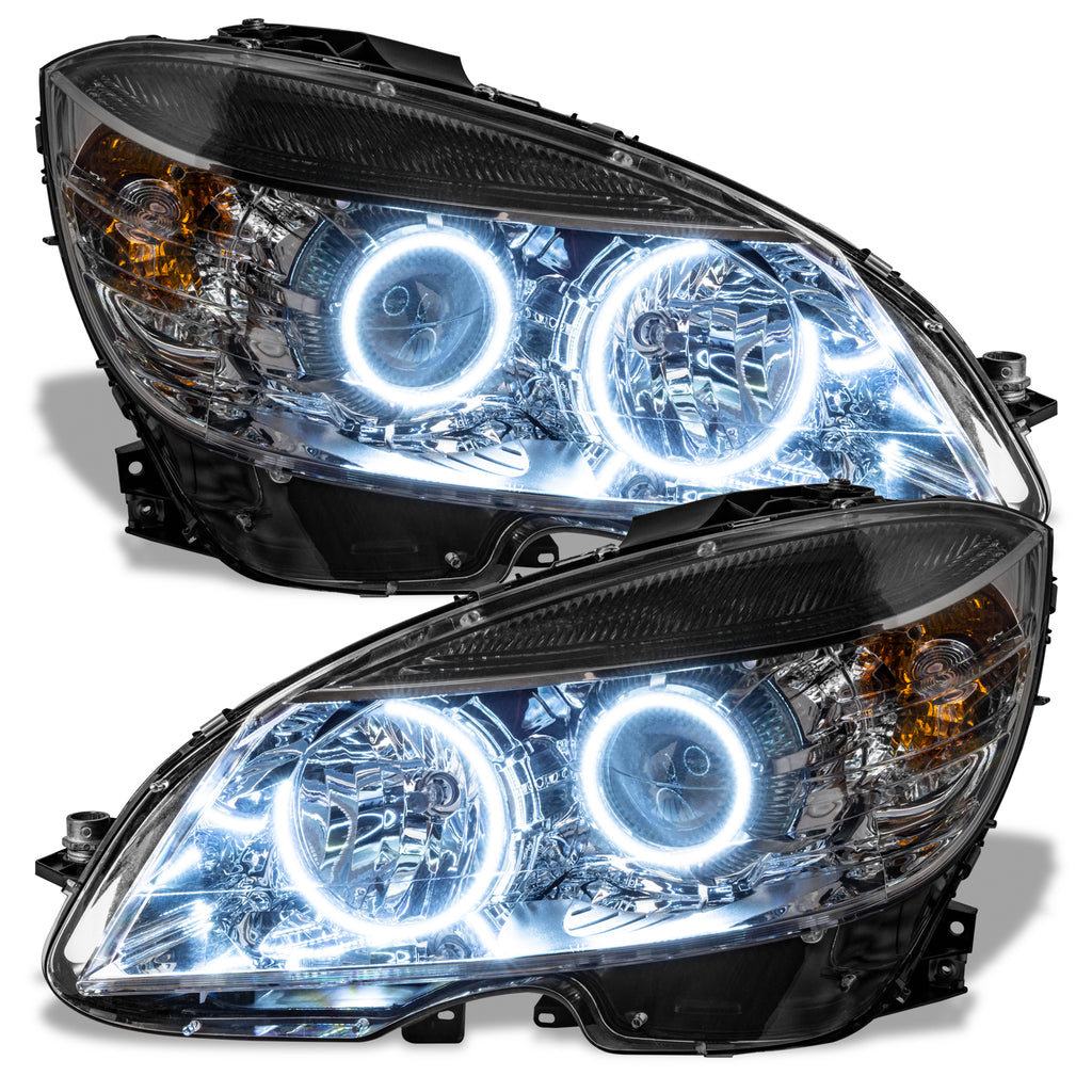 Oracle-08-11-Mercedes-Benz-C-Class-Pre-Assembled-Headlights---Chrome-Housing---White