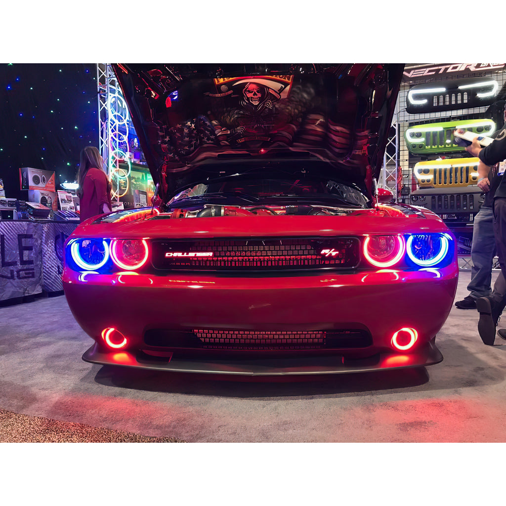 Oracle-08-14-Dodge-Challenger-Dynamic-Surface-Mount-HeadlightFog-Light-Halo-Kit-Combo---Colorshift