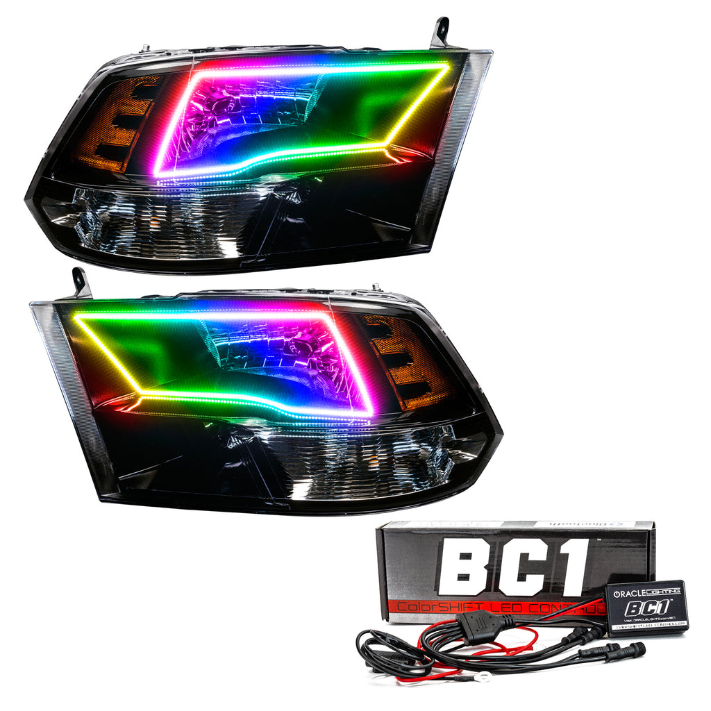 Oracle-09-17-Ram-1500-Trx-Quad-Pre-Assembled-Headlights-Black-Housing---Colorshift-W-Bc1-Controller