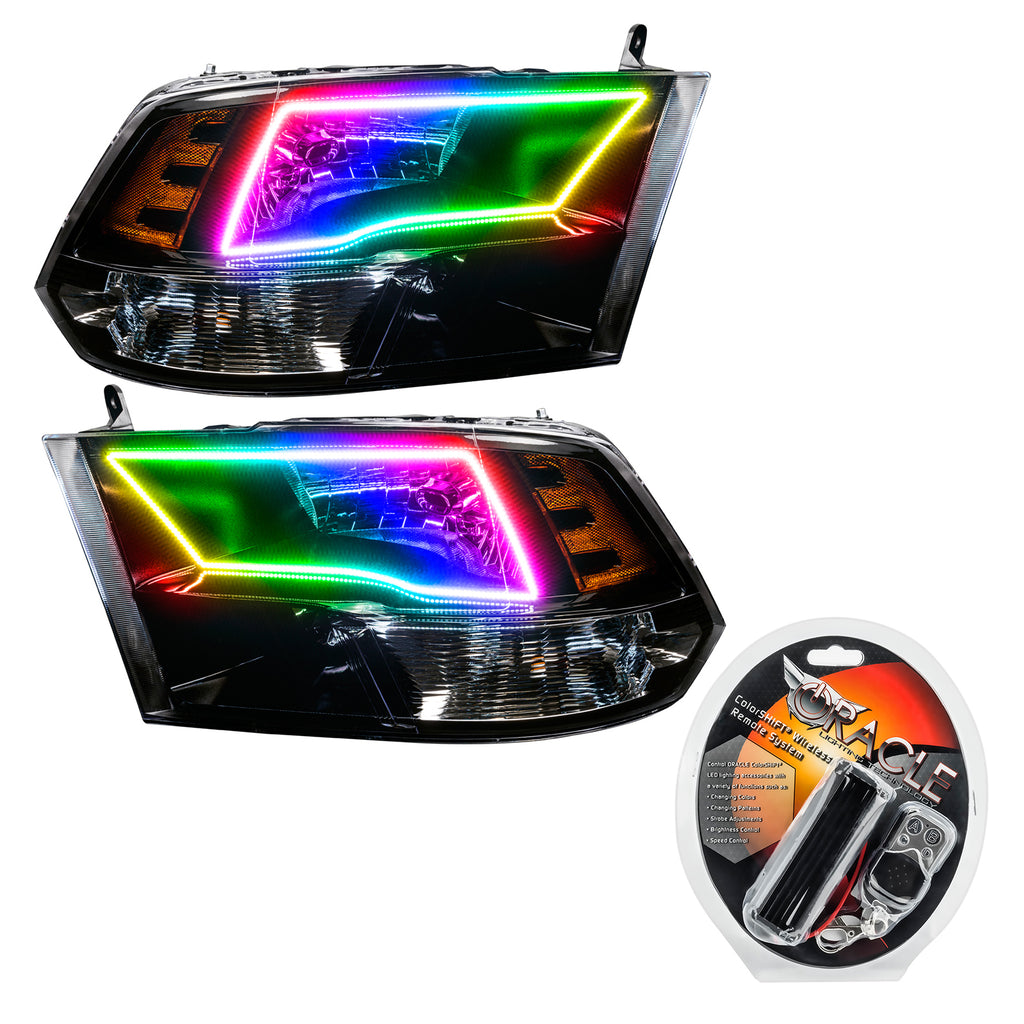 Oracle-09-17-Ram-1500-TrxSlt-Quad-Pre-Assembled-Headlights---Black-Housing---Colorshift