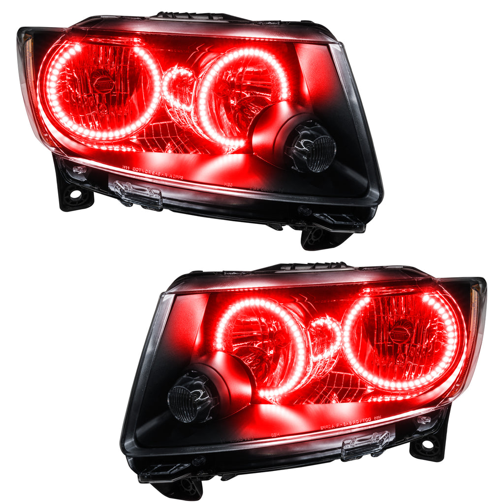 Oracle-11-13-Jeep-Grand-Cherokee-Pre-Assembled-Halo-Headlights-(Non-Hid)-Chrome---Red