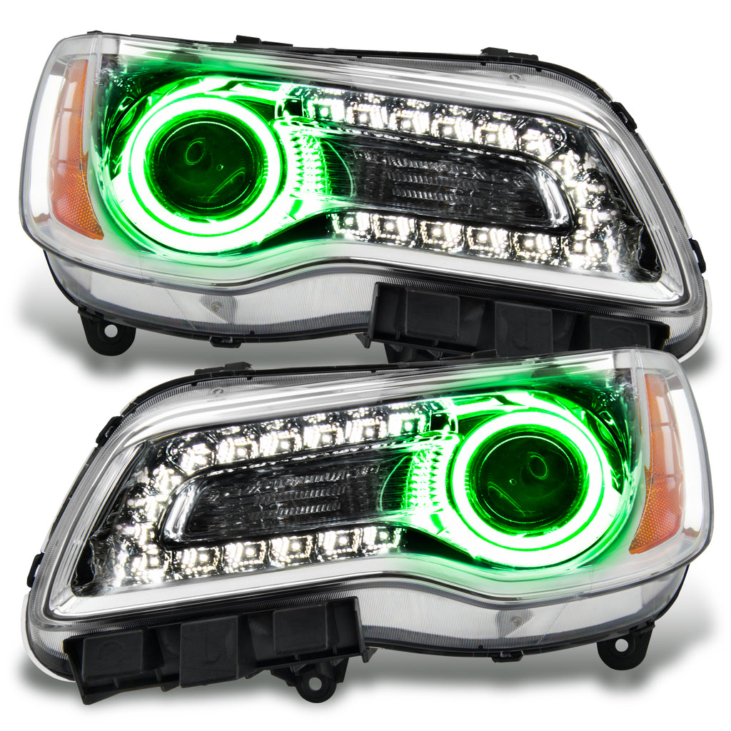 Oracle-11-14-Chrysler-300C-Non-Hid-Led-Halo-Headlights-Chrome-Housing---Green