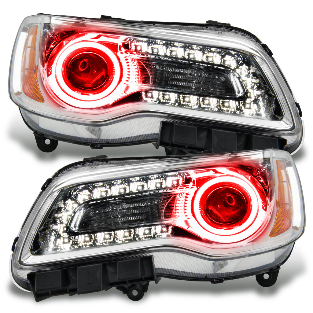 Oracle-11-14-Chrysler-300C-Non-Hid-Led-Halo-Headlights-Chrome-Housing---Red