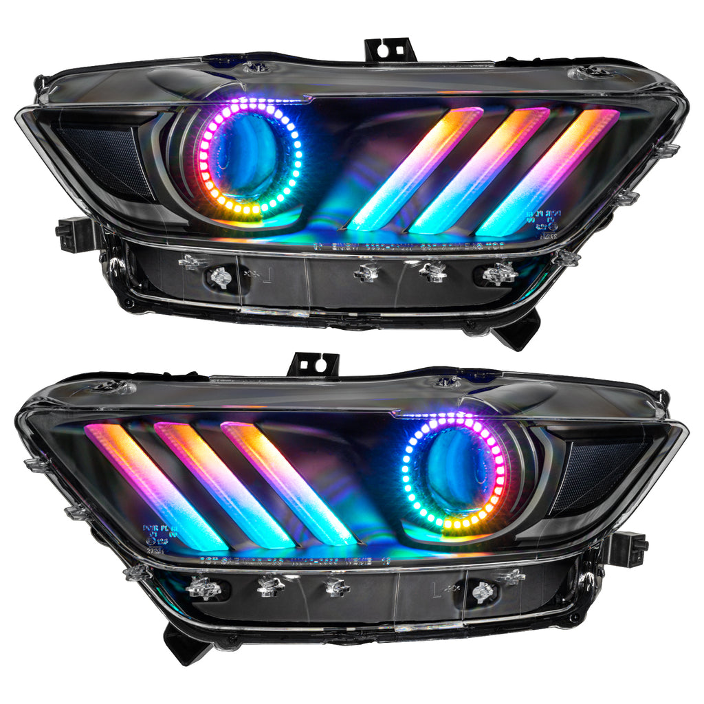 Oracle-15-17-Ford-Mustang-Dynamic-RgbA-Pre-Assembled-Headlights---Black-Edition---Colorshift