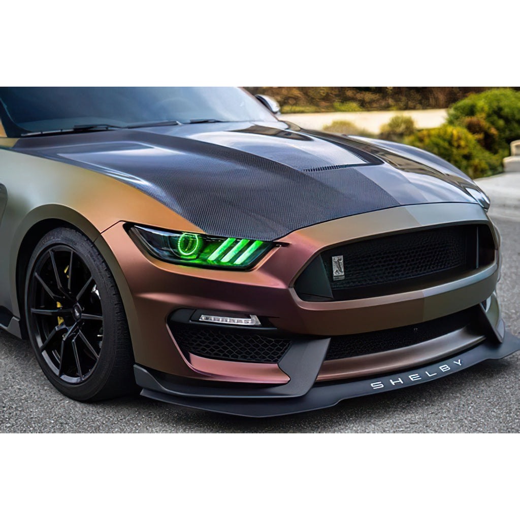 Oracle-15-17-Ford-Mustang-Dynamic-RgbA-Pre-Assembled-Headlights---Black-Edition---Colorshift