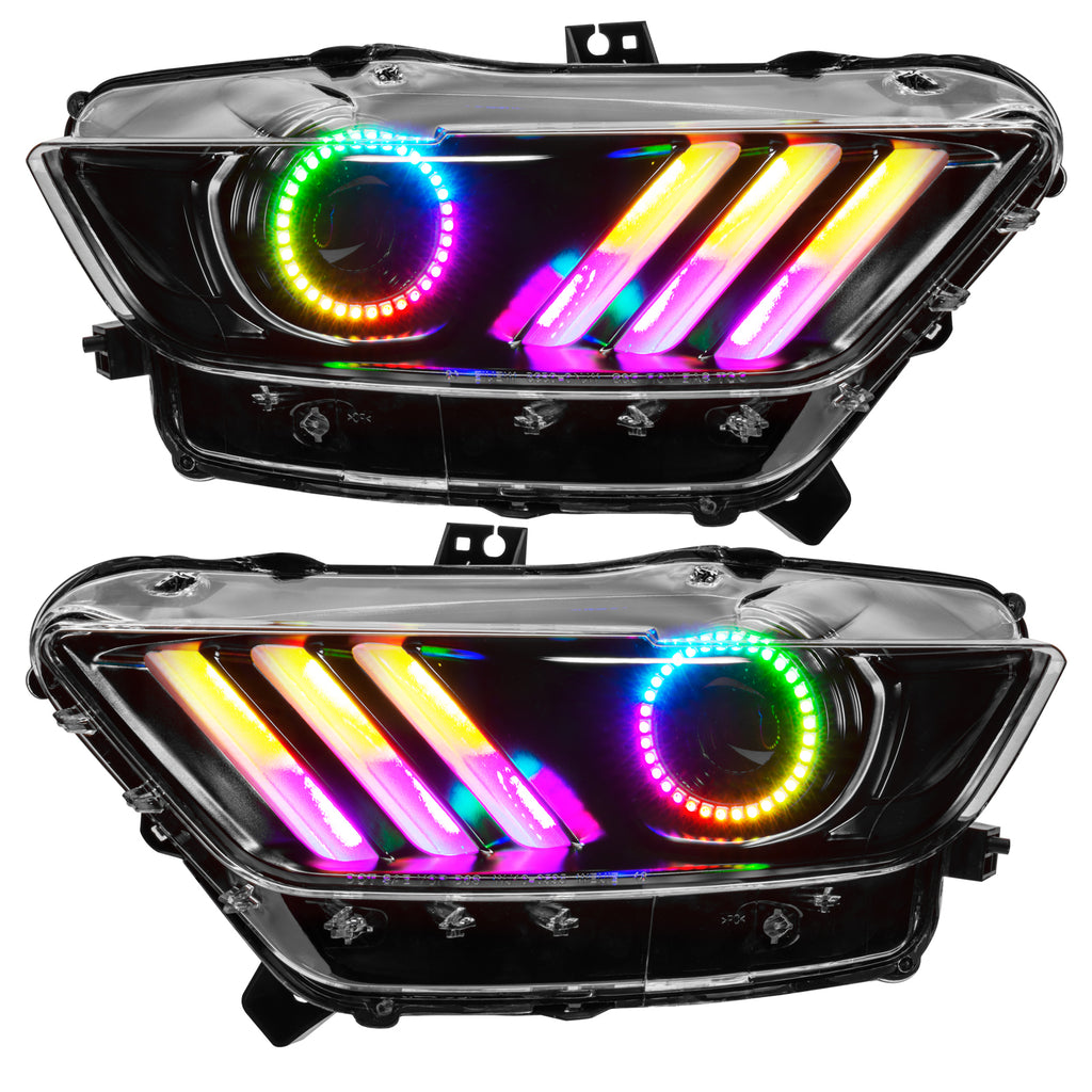 Oracle-15-17-Ford-Mustang-Dynamic-RgbA-Pre-Assembled-Headlights---Black-Edition---Colorshift