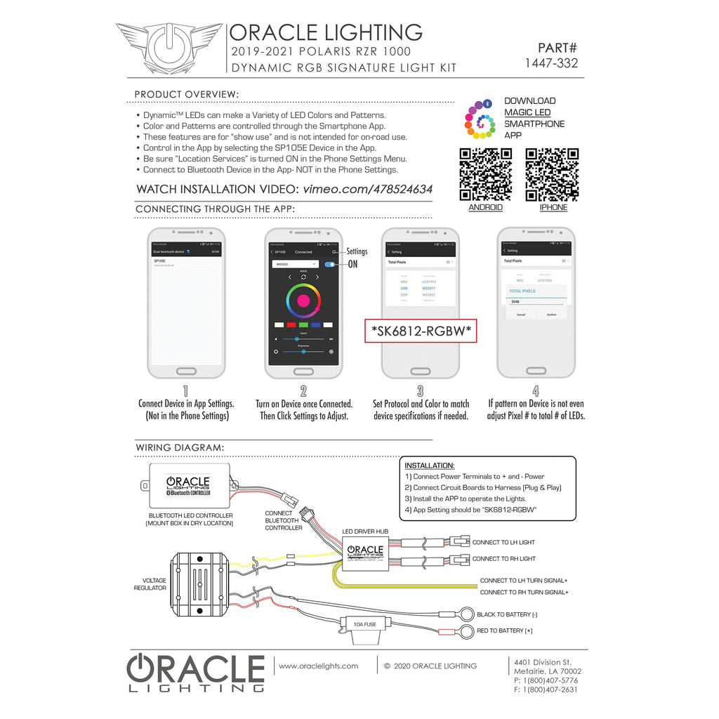 Oracle-19-21-Polaris-Rzr-1000-Dynamic-Surface-Mount-Drl-Signature-Light---Colorshift---Dynamic