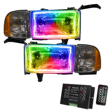 Load image into Gallery viewer, Oracle-94-02-Dodge-Ram-Pre-Assembled-Halo-Headlights---Colorshift-W-2.0-Controller