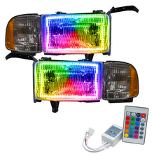 Load image into Gallery viewer, Oracle-94-02-Dodge-Ram-Pre-Assembled-Halo-Headlights---Colorshift-W-Simple-Controller
