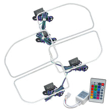 Load image into Gallery viewer, Oracle-Ford-F250350-11-16-Halo-Kit-(Square-Ring-Design)---Colorshift-W-Simple-Controller