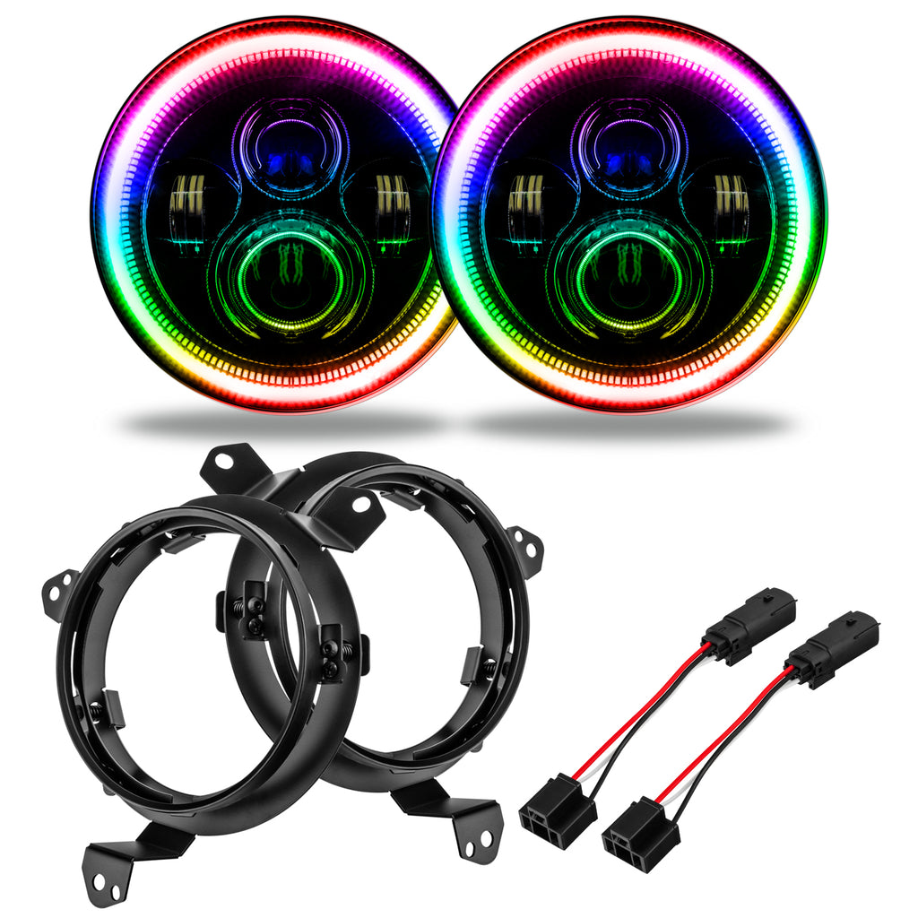 Oracle-Jeep-Wrangler-JlJt-7In.-High-Powered-Led-Headlights-(Pair)---Colorshift-WO-Controller
